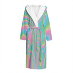 Rainbow Holographic Print Hooded Bathrobe