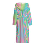Rainbow Holographic Print Hooded Bathrobe