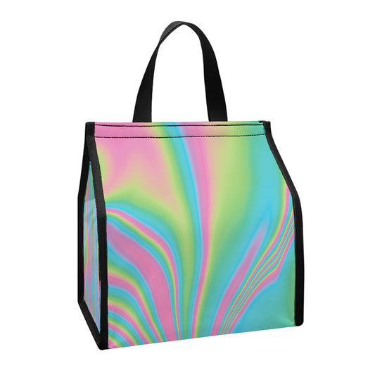 Rainbow Holographic Print Insulated Lunch Tote