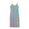 Rainbow Holographic Print Jersey Midi Cami Dress
