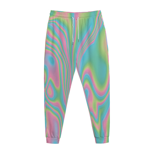 Rainbow Holographic Print Jogger Pants