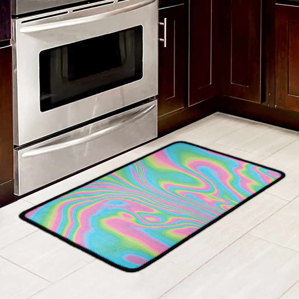 Rainbow Holographic Print Kitchen Mat