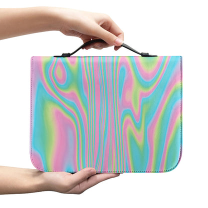 Rainbow Holographic Print Leather Bible Cover