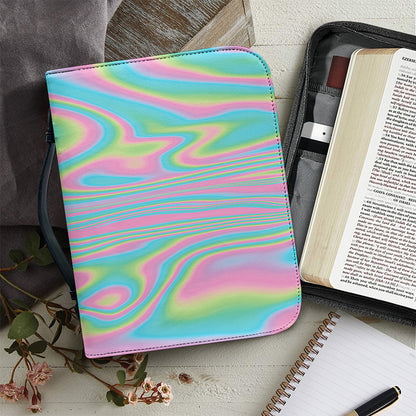 Rainbow Holographic Print Leather Bible Cover