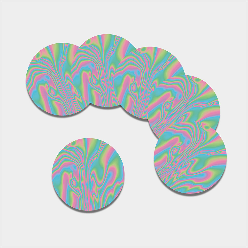 Rainbow Holographic Print Leather Coaster Set