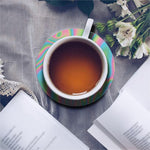 Rainbow Holographic Print Leather Coaster Set