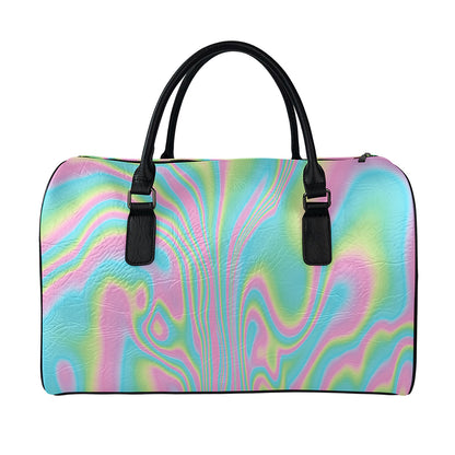Rainbow Holographic Print Leather Duffle Bag