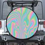 Rainbow Holographic Print Leather Spare Tire Cover