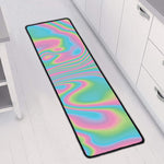 Rainbow Holographic Print Long Kitchen Mat