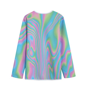 Rainbow Holographic Print Long Sleeve Short Coat