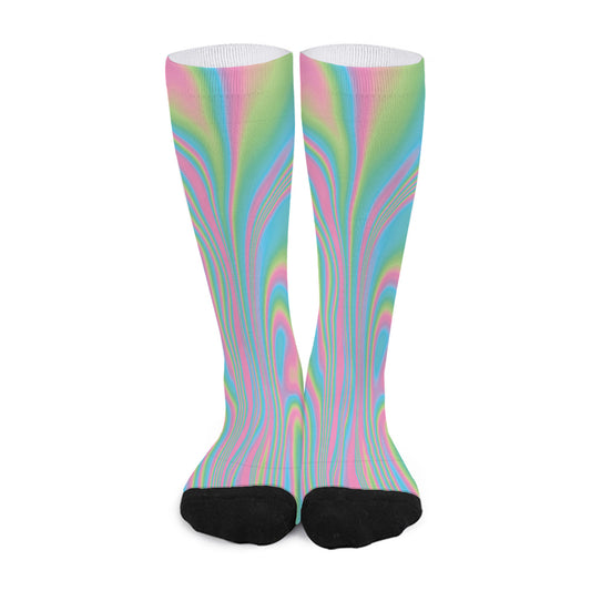 Rainbow Holographic Print Long Socks