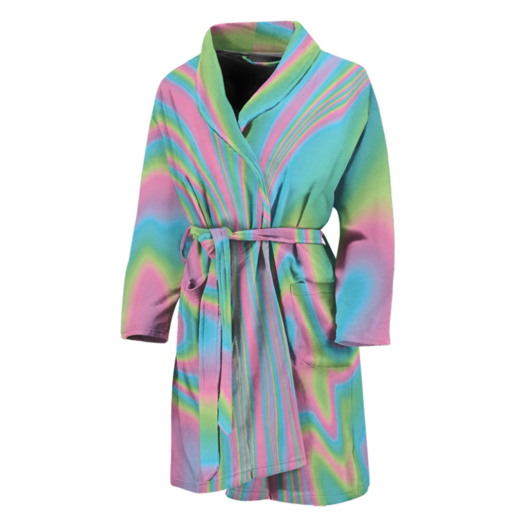 Rainbow Holographic Print Men's Bathrobe