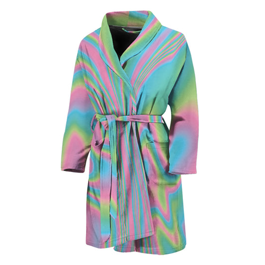 Rainbow Holographic Print Men's Bathrobe