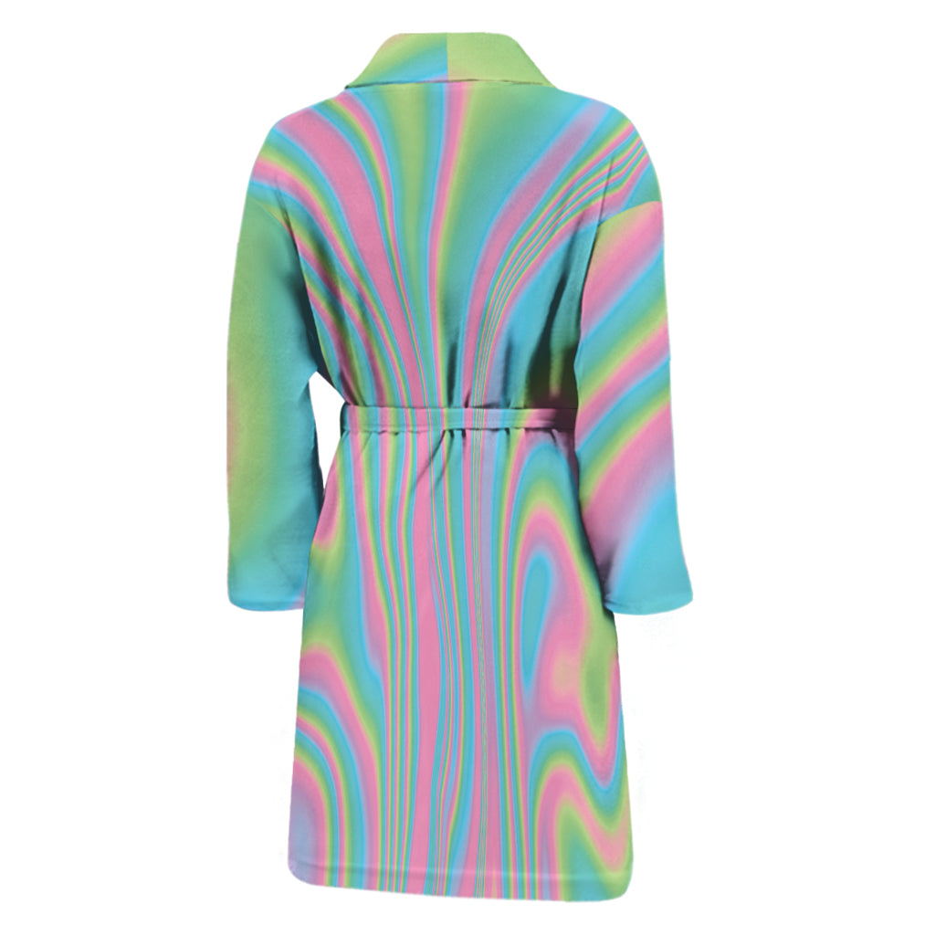 Rainbow Holographic Print Men's Bathrobe