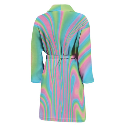 Rainbow Holographic Print Men's Bathrobe