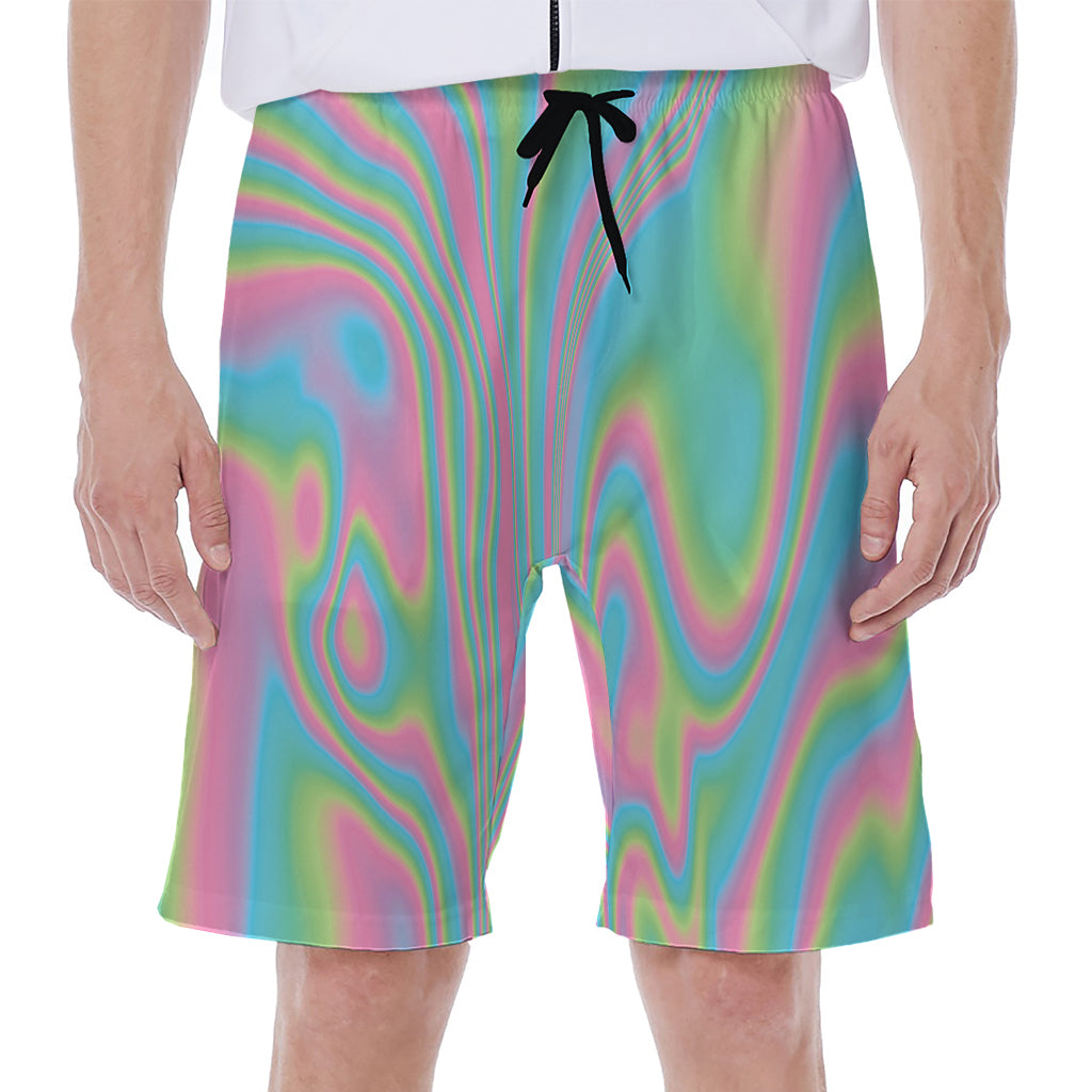 Rainbow Holographic Print Men's Beach Shorts