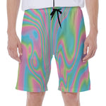 Rainbow Holographic Print Men's Beach Shorts