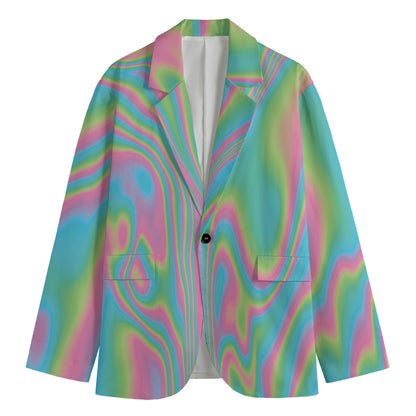 Rainbow Holographic Print Men's Blazer