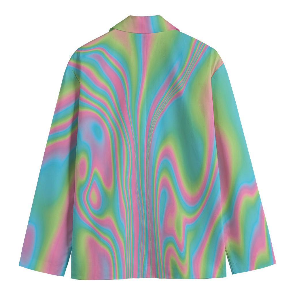Rainbow Holographic Print Men's Blazer