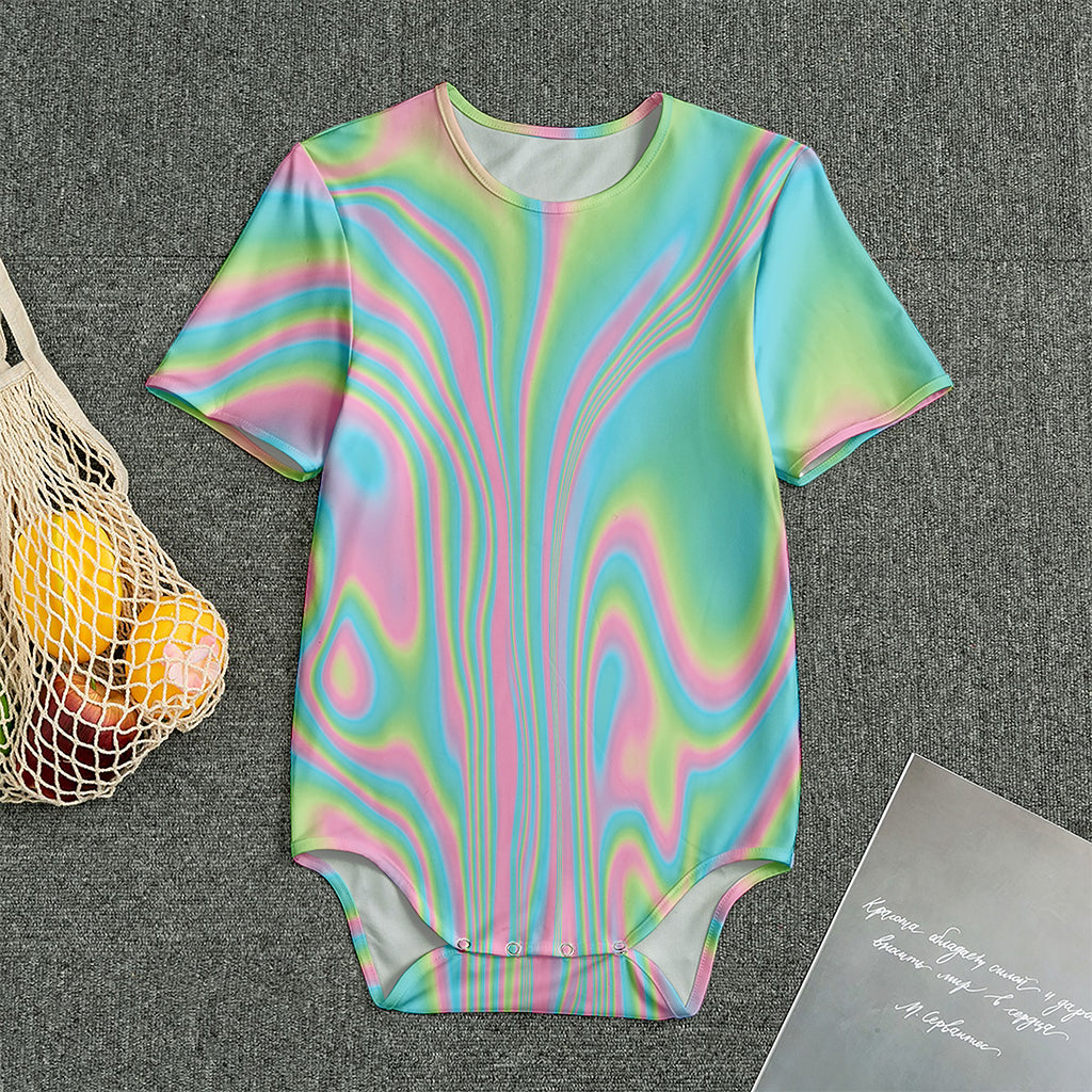 Rainbow Holographic Print Men's Bodysuit