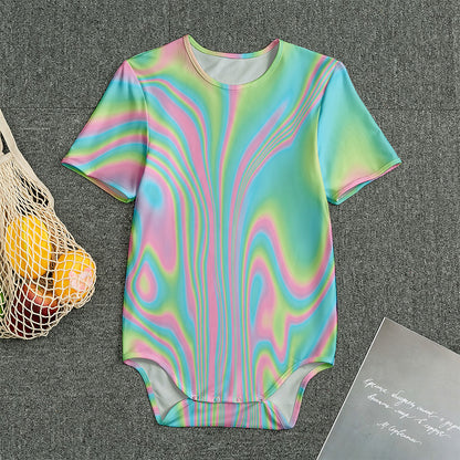 Rainbow Holographic Print Men's Bodysuit