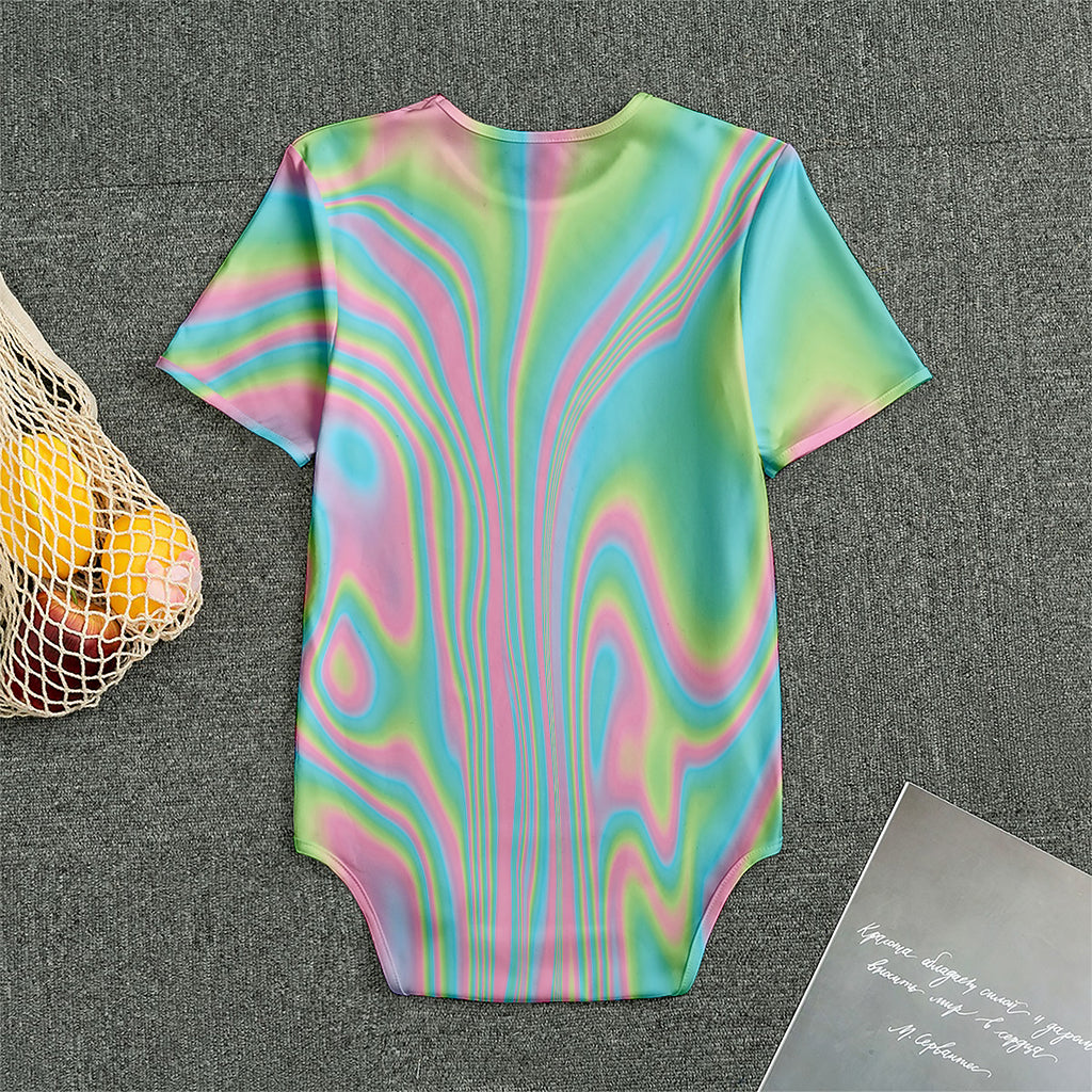 Rainbow Holographic Print Men's Bodysuit