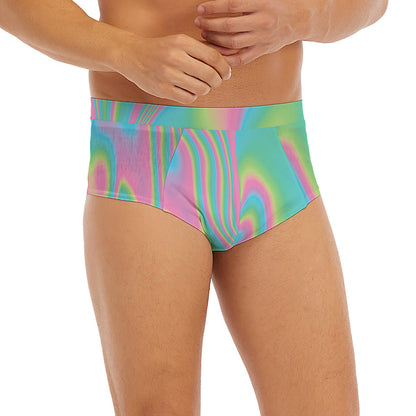 Rainbow Holographic Print Men's Briefs