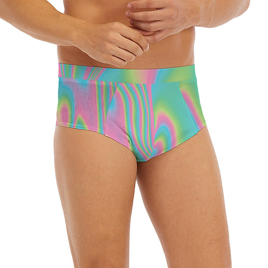 Rainbow Holographic Print Men's Briefs