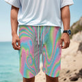 Rainbow Holographic Print Men's Cargo Shorts