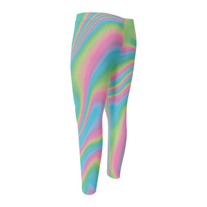 Rainbow Holographic Print Men's Compression Pants