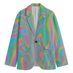 Rainbow Holographic Print Men's Cotton Blazer