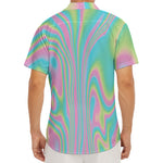 Rainbow Holographic Print Men's Deep V-Neck Shirt