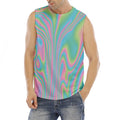 Rainbow Holographic Print Men's Fitness Tank Top