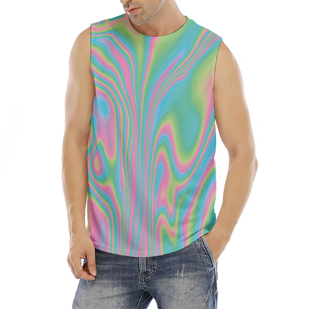 Rainbow Holographic Print Men's Fitness Tank Top