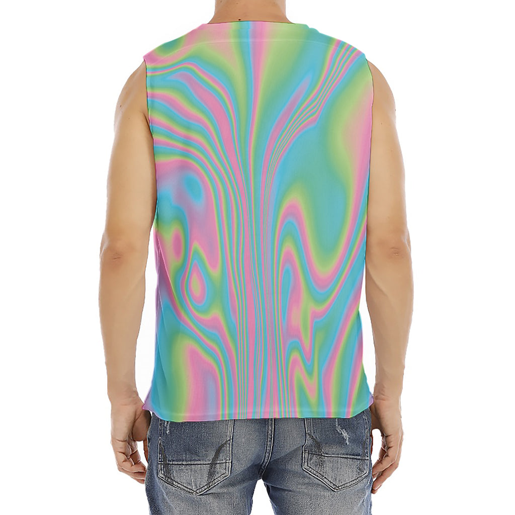 Rainbow Holographic Print Men's Fitness Tank Top