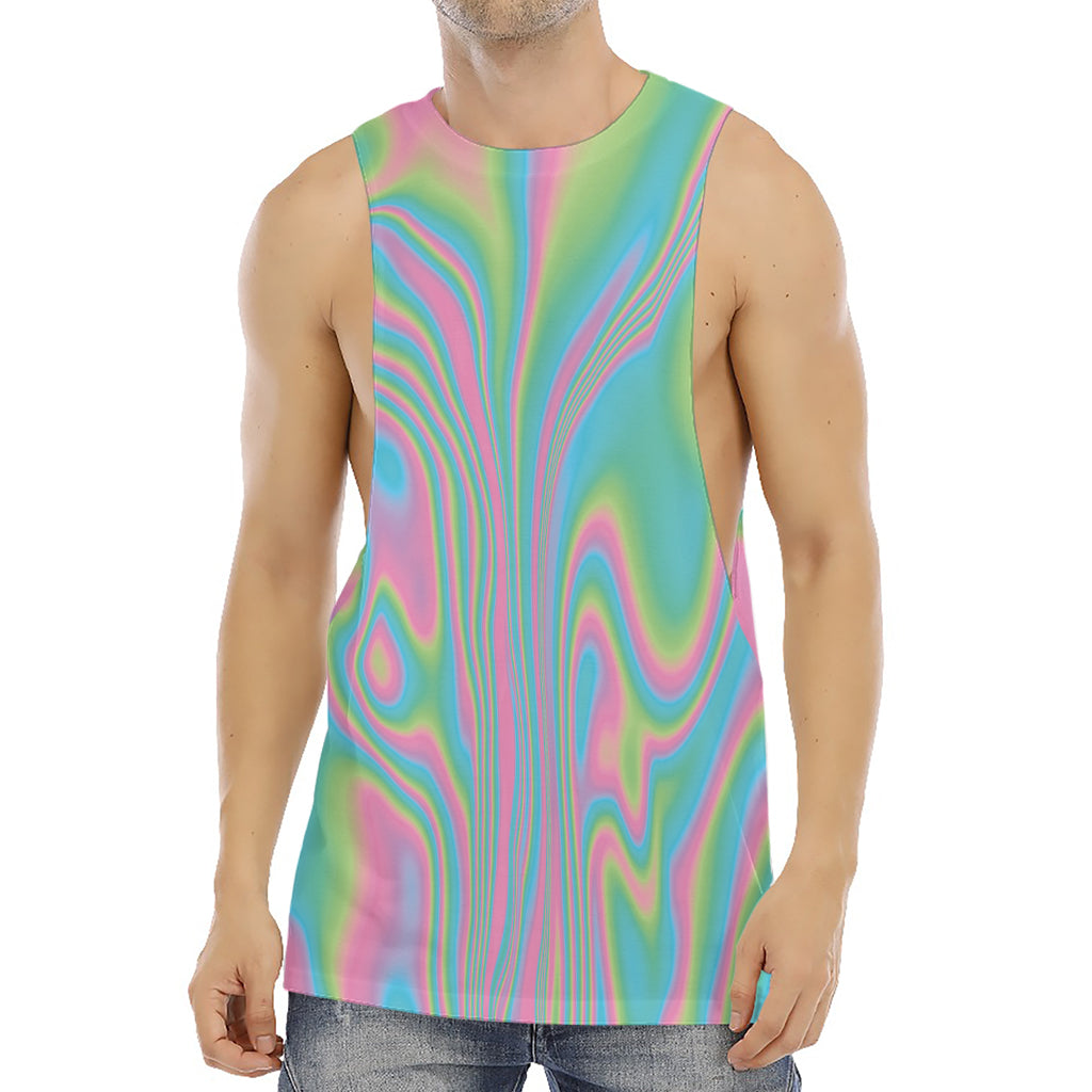 Rainbow Holographic Print Men's Muscle Tank Top