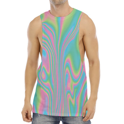 Rainbow Holographic Print Men's Muscle Tank Top