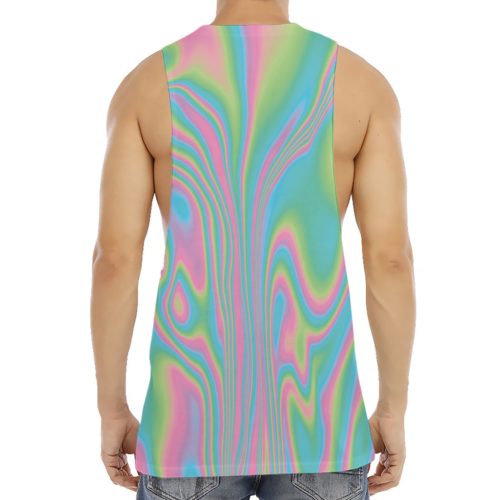 Rainbow Holographic Print Men's Muscle Tank Top