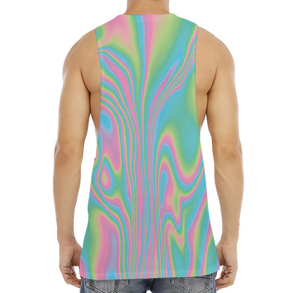Rainbow Holographic Print Men's Muscle Tank Top