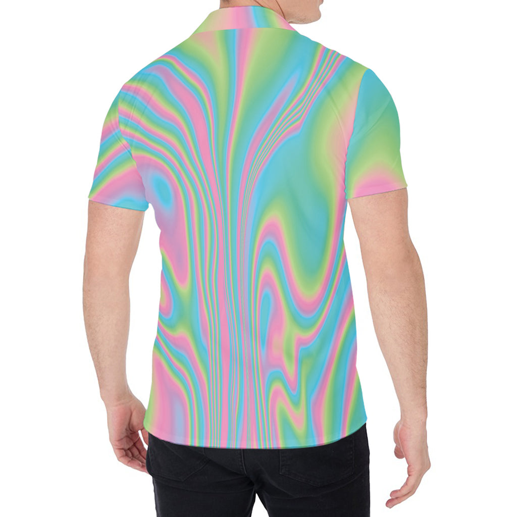 Rainbow Holographic Print Men's Shirt