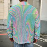 Rainbow Holographic Print Men's Shirt Jacket