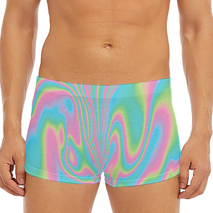 Rainbow Holographic Print Men's Short Boxer Briefs