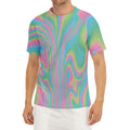 Rainbow Holographic Print Men's Short Sleeve Rash Guard