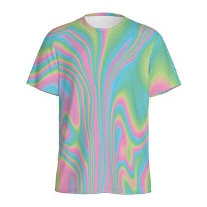 Rainbow Holographic Print Men's Sports T-Shirt