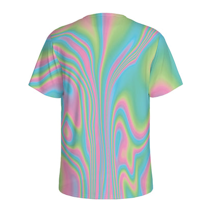 Rainbow Holographic Print Men's Sports T-Shirt