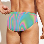 Rainbow Holographic Print Men's Swim Briefs