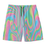 Rainbow Holographic Print Men's Swim Trunks