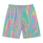 Rainbow Holographic Print Men's Swim Trunks