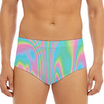 Rainbow Holographic Print Men's Triangle Swim Briefs