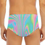 Rainbow Holographic Print Men's Triangle Swim Briefs